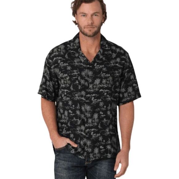Wrangler Men's Coconut Cowboy Hawaiin Shirt Black Western Snap XL - Picture 9 of 10